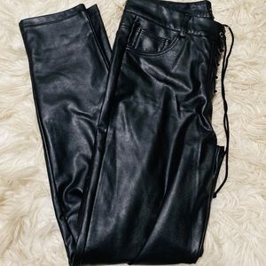 Faux leather pants with front tie